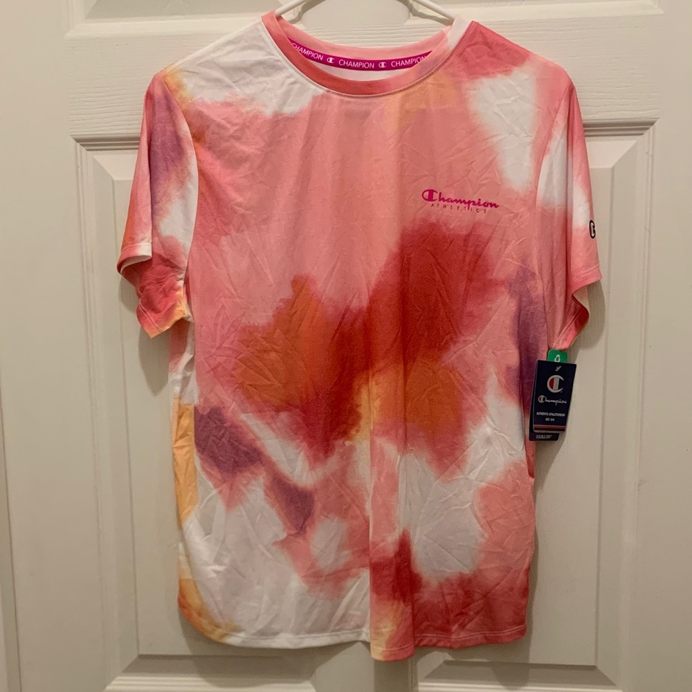 Champion Pink and Orange Tie-Dye Short Sleeve Tee